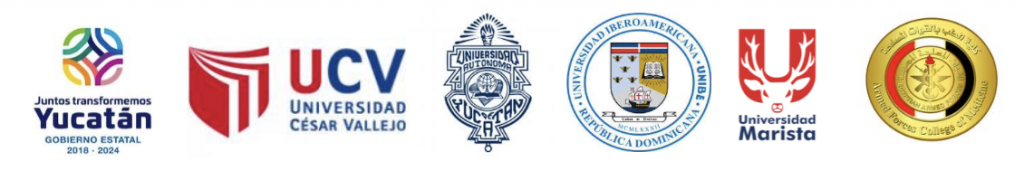 Logos for Juntos Transformemos Yucatan, Universidad César Vallejo, Universidad Autónoma Yucatan, Universidad Iberoamericana Républica Dominicana, Universidad Marista, Armed forces College of Medicine